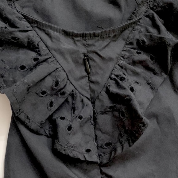 Who What Wear Target NWT black ruffle sleeve eyelet peplum blouse. - Picture 12 of 15